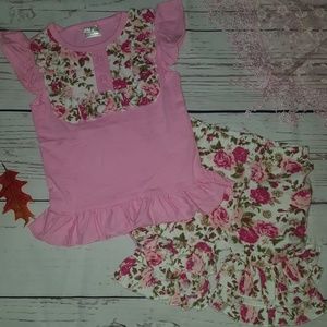 Boutique girls icing ruffle rose set S NEW